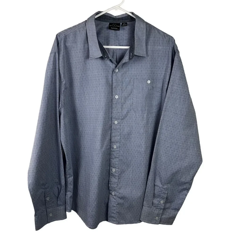 NWT Burnside Crushin It Woven Blue Casual Button Down Shirt Size 2XL